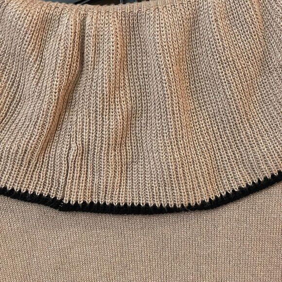 By Design Women's Open Front Ruffle Cardigan Beige with Black Piping. Size XL - Picture 4 of 9